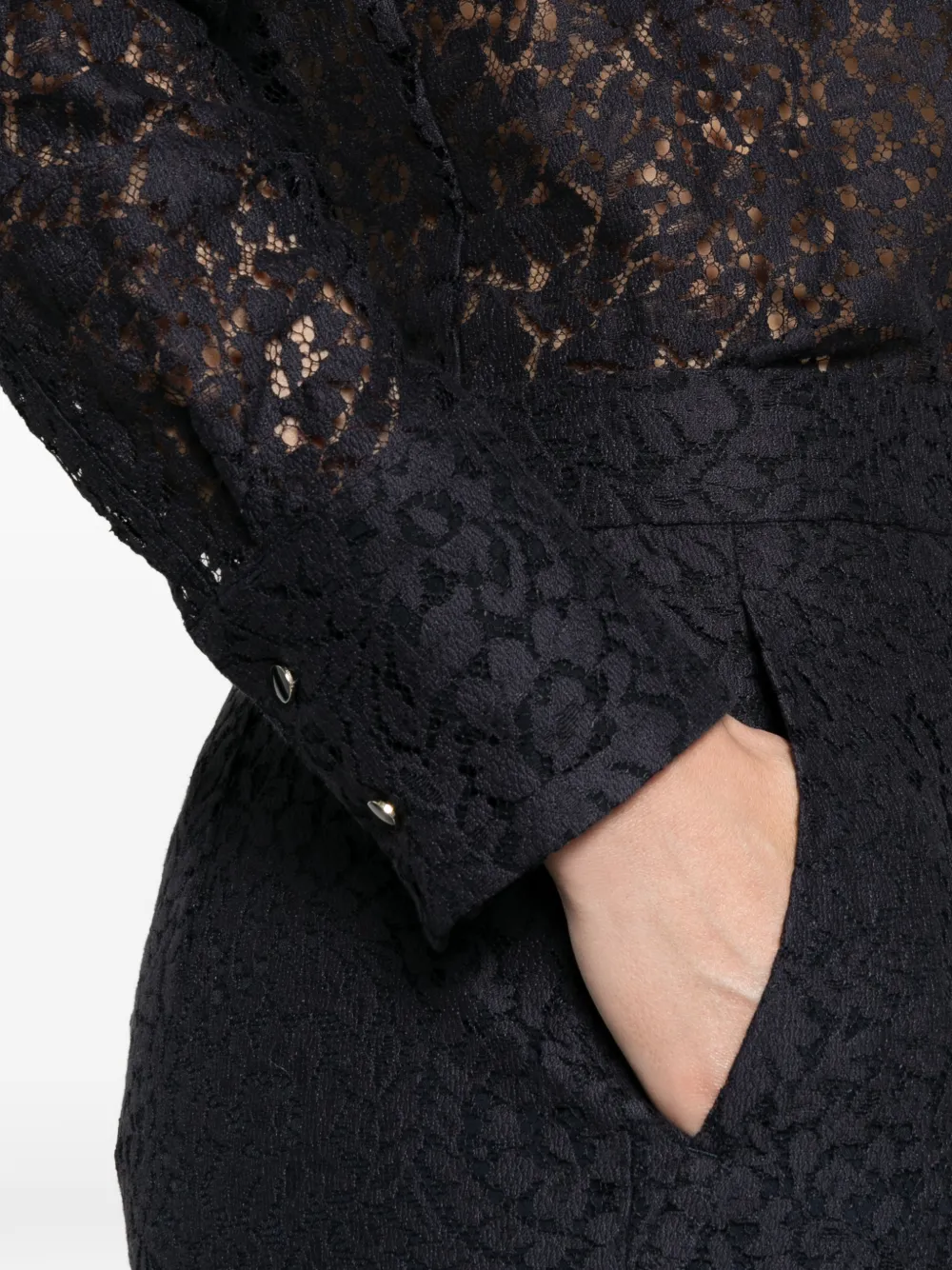 Max Mara Gala blouse met lange mouwen en kant Zwart