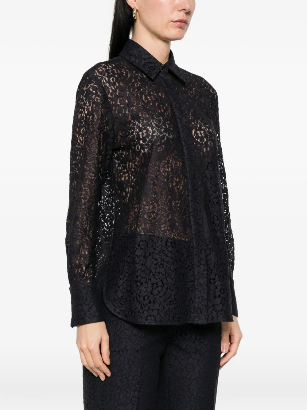  Max Mara Camisa Gala Con Encaje - Negro 