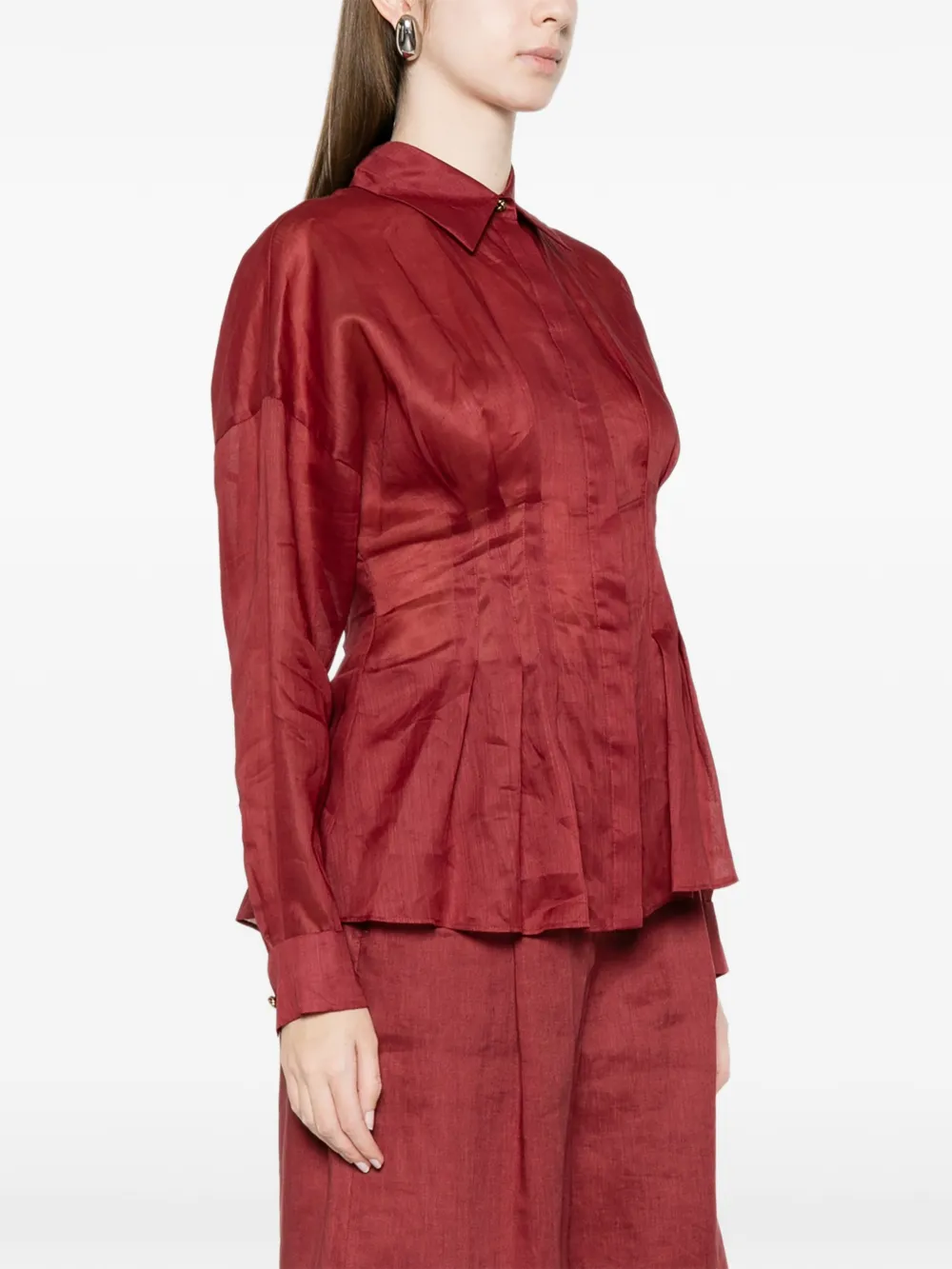  Max Mara Camicia Plissettata - Rosso 