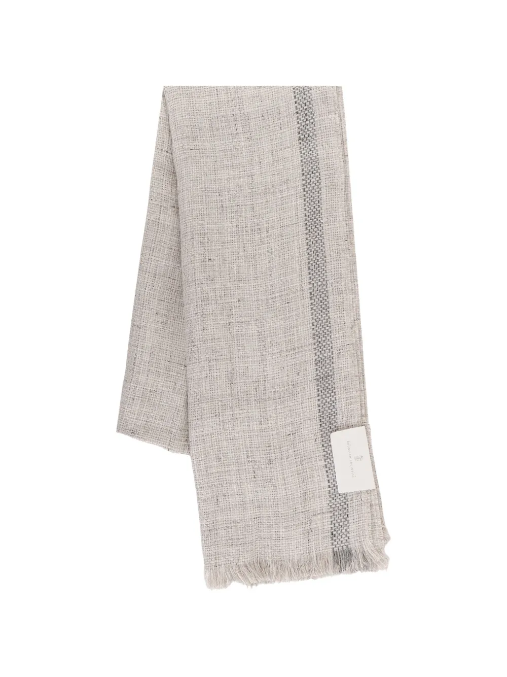 Brunello Cucinelli embroidered fringed scarf - Toni neutri