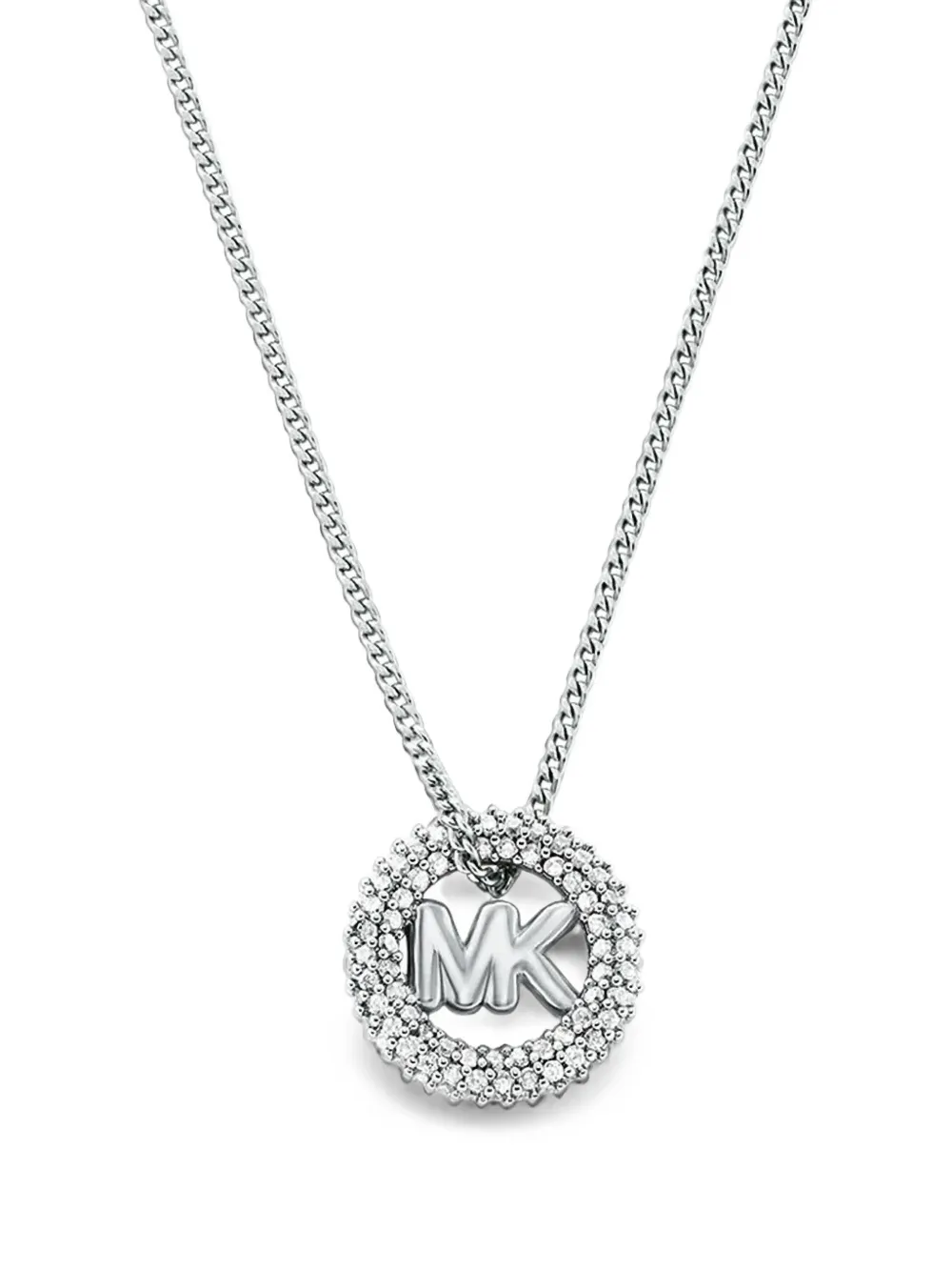 Michael Kors pavé-set logo-pendant necklace - Argento
