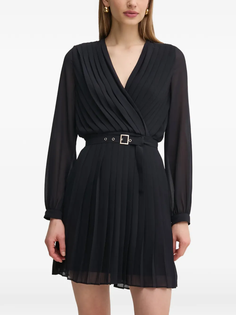 Morgan belted pleated mini dress