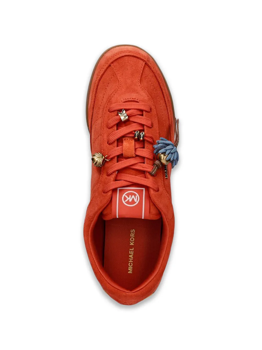 Michael Kors Nolan suède sneakers met bloemen-applicatie Oranje