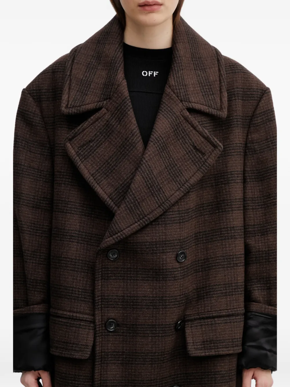 MM6 Maison Margiela double-breasted checked coat - Marrone