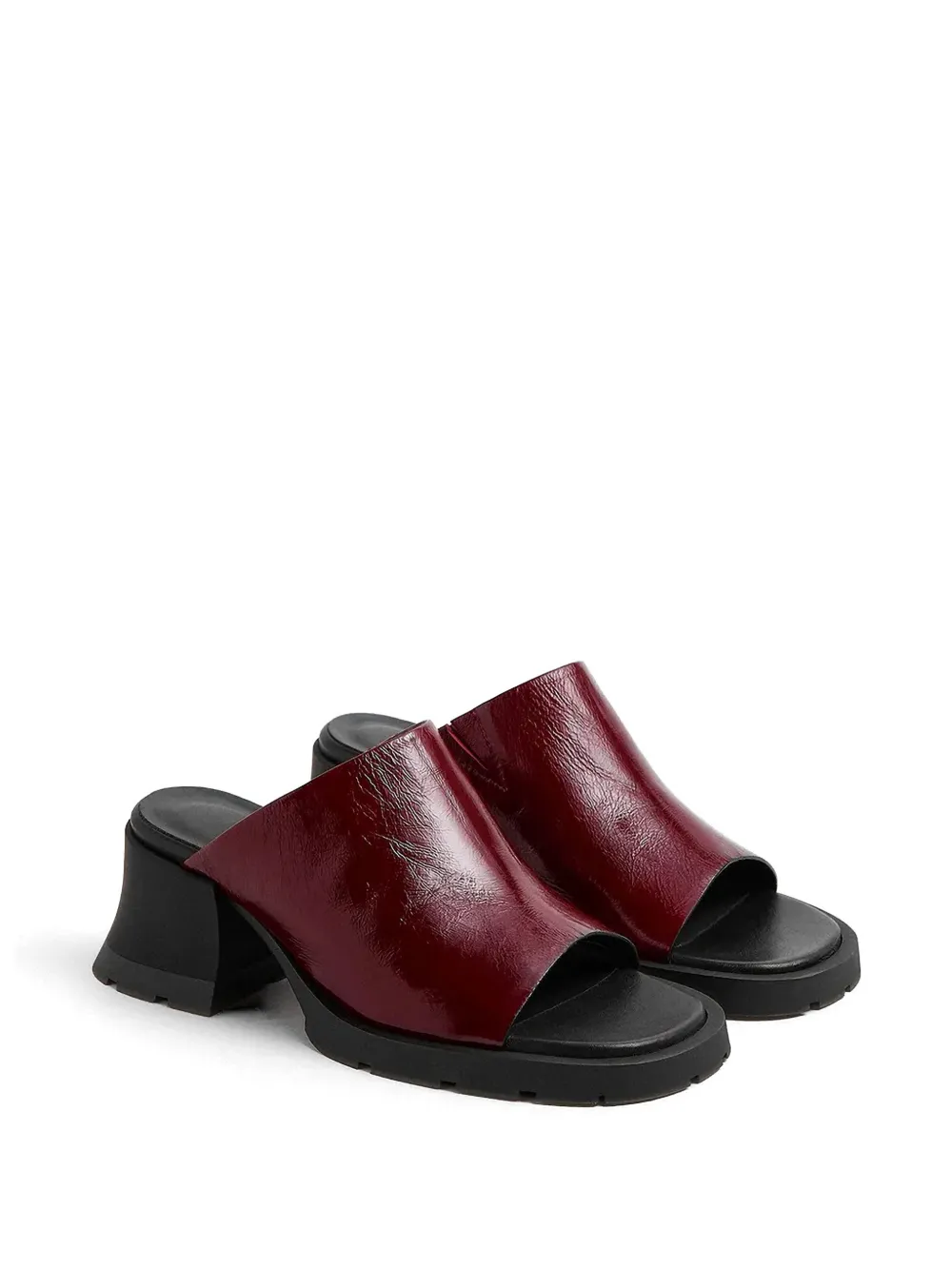 Miista patent-finish block-heel mules Rood
