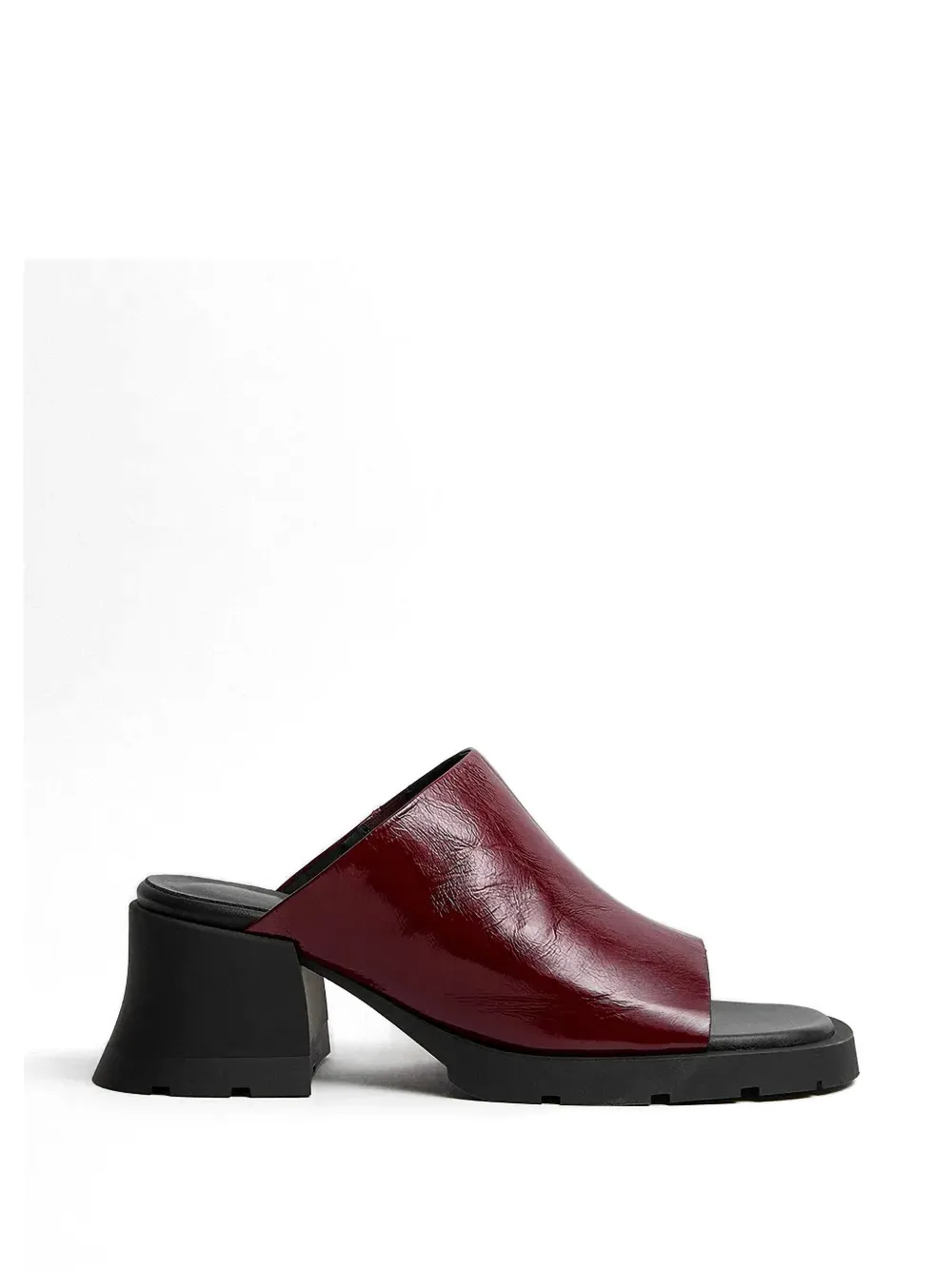 Miista Patent-finish Block-heel Mules In Burgundy