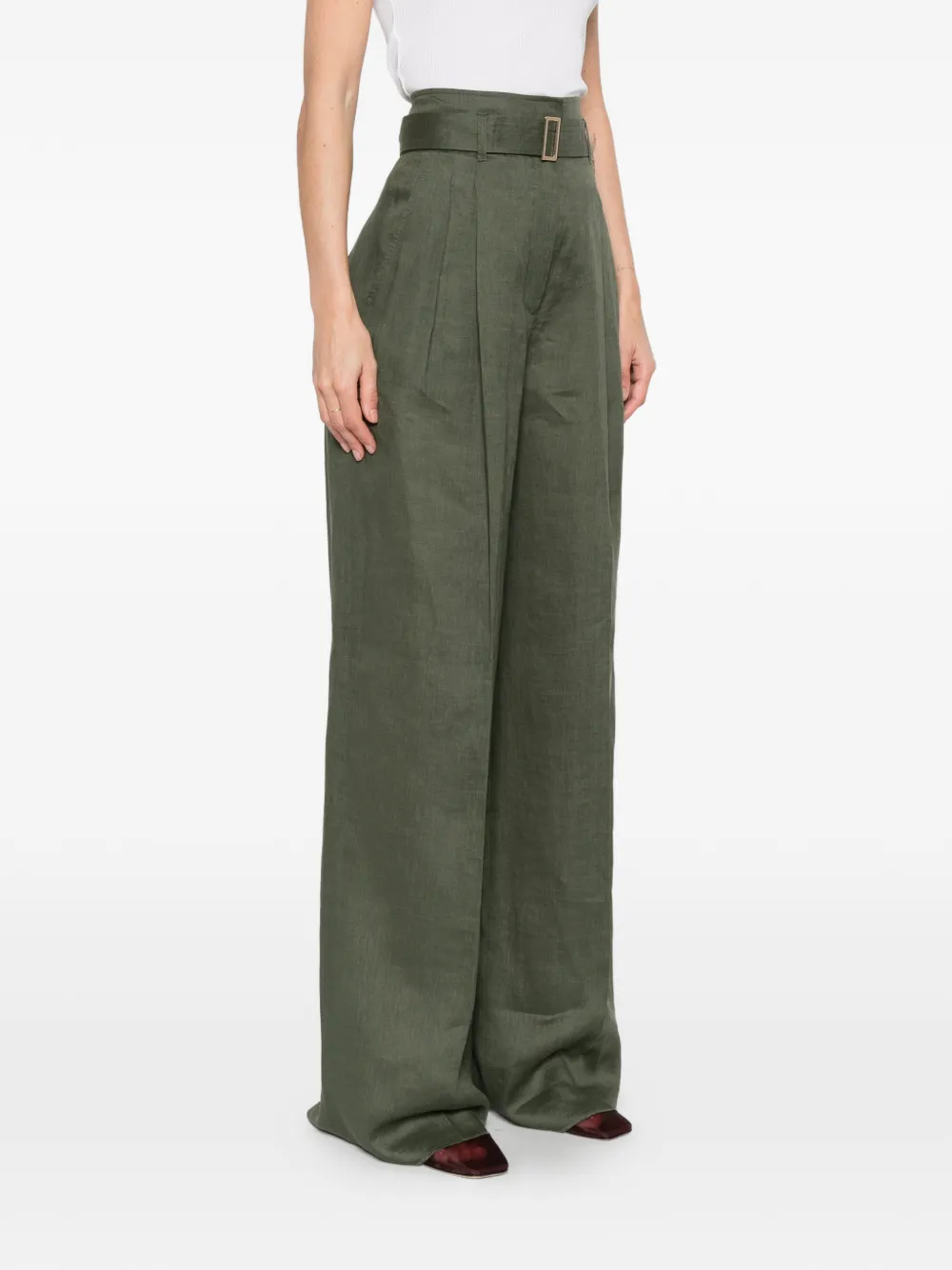 Max Mara Broek met wijde pijpen Groen