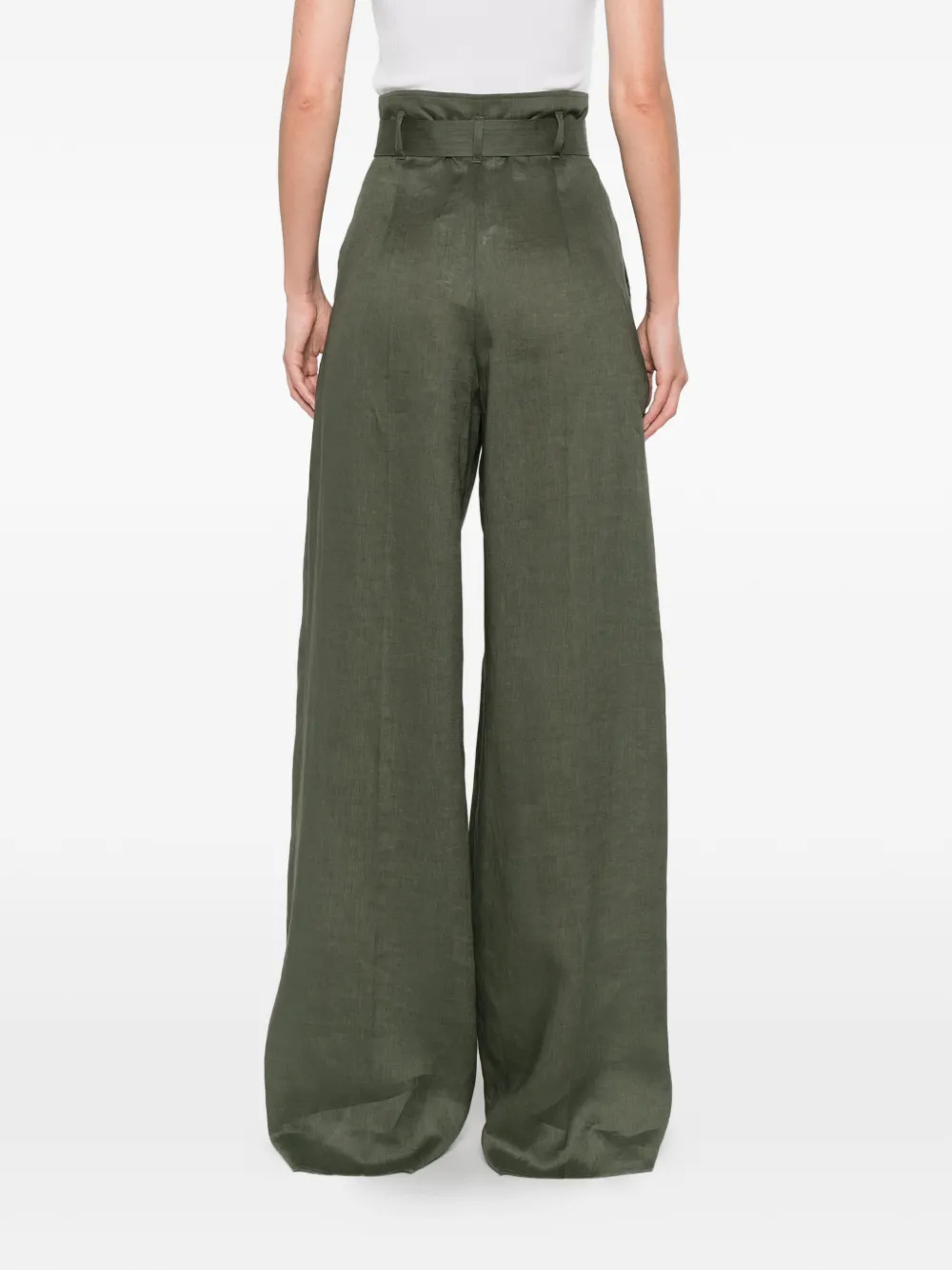 Max Mara Broek met wijde pijpen Groen