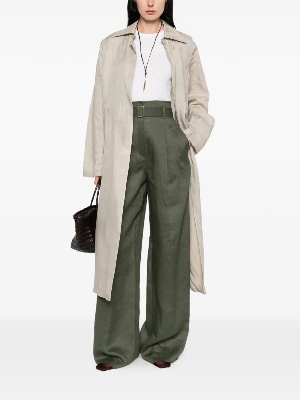 Max Mara Broek met wijde pijpen Groen