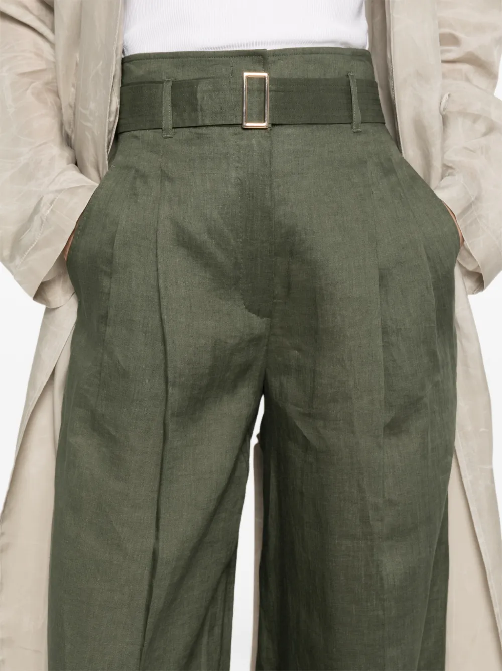 Max Mara Broek met wijde pijpen Groen