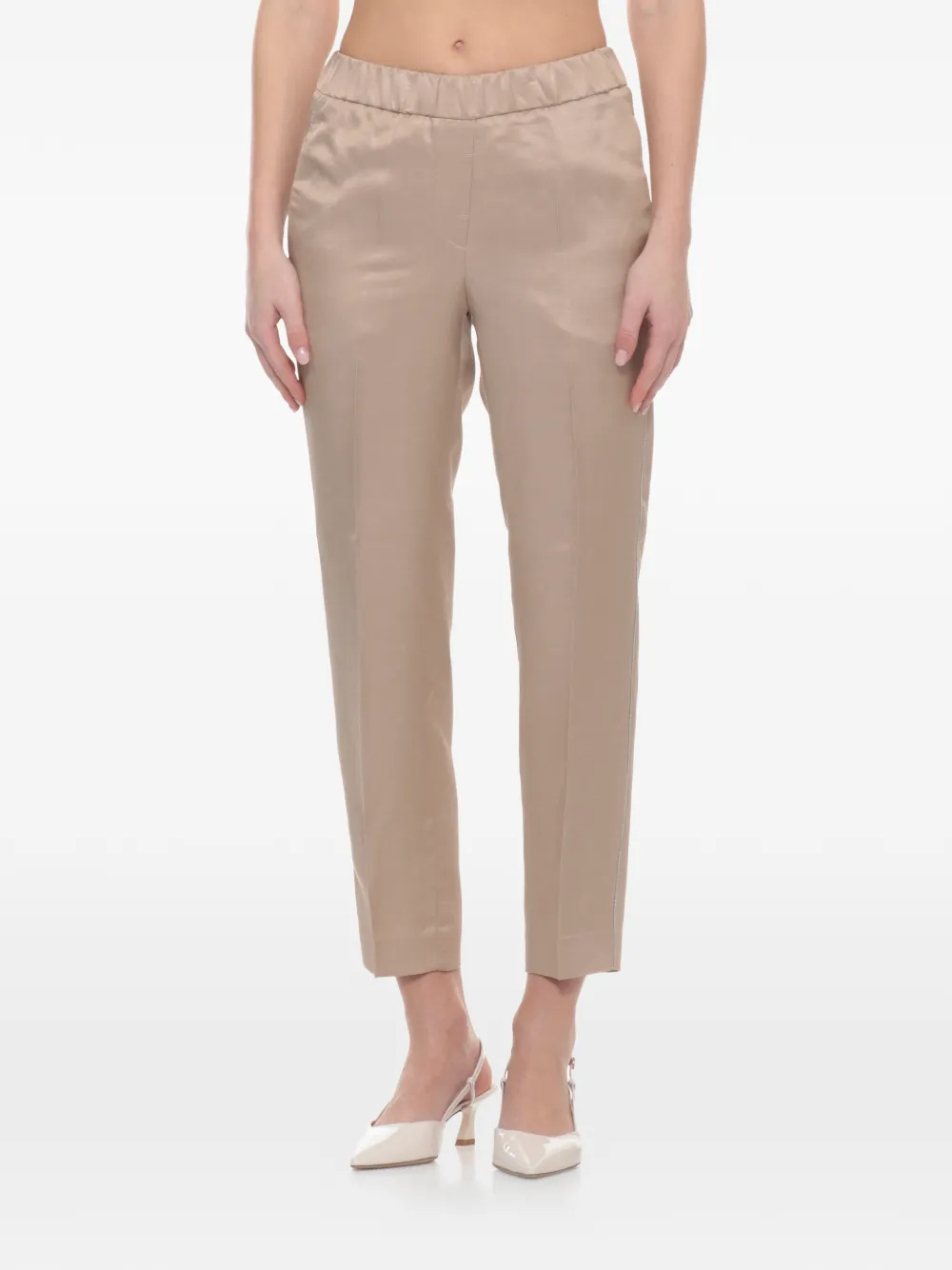  Peserico Elasticated-waist Cropped Trousers - Neutrals 