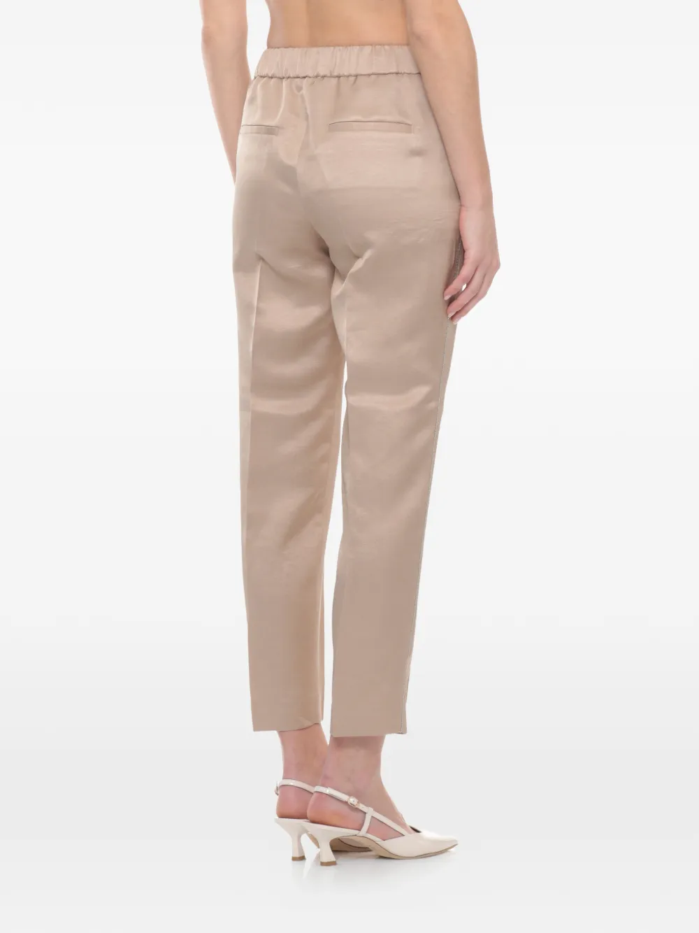  Peserico Elasticated-waist Cropped Trousers - Neutrals 