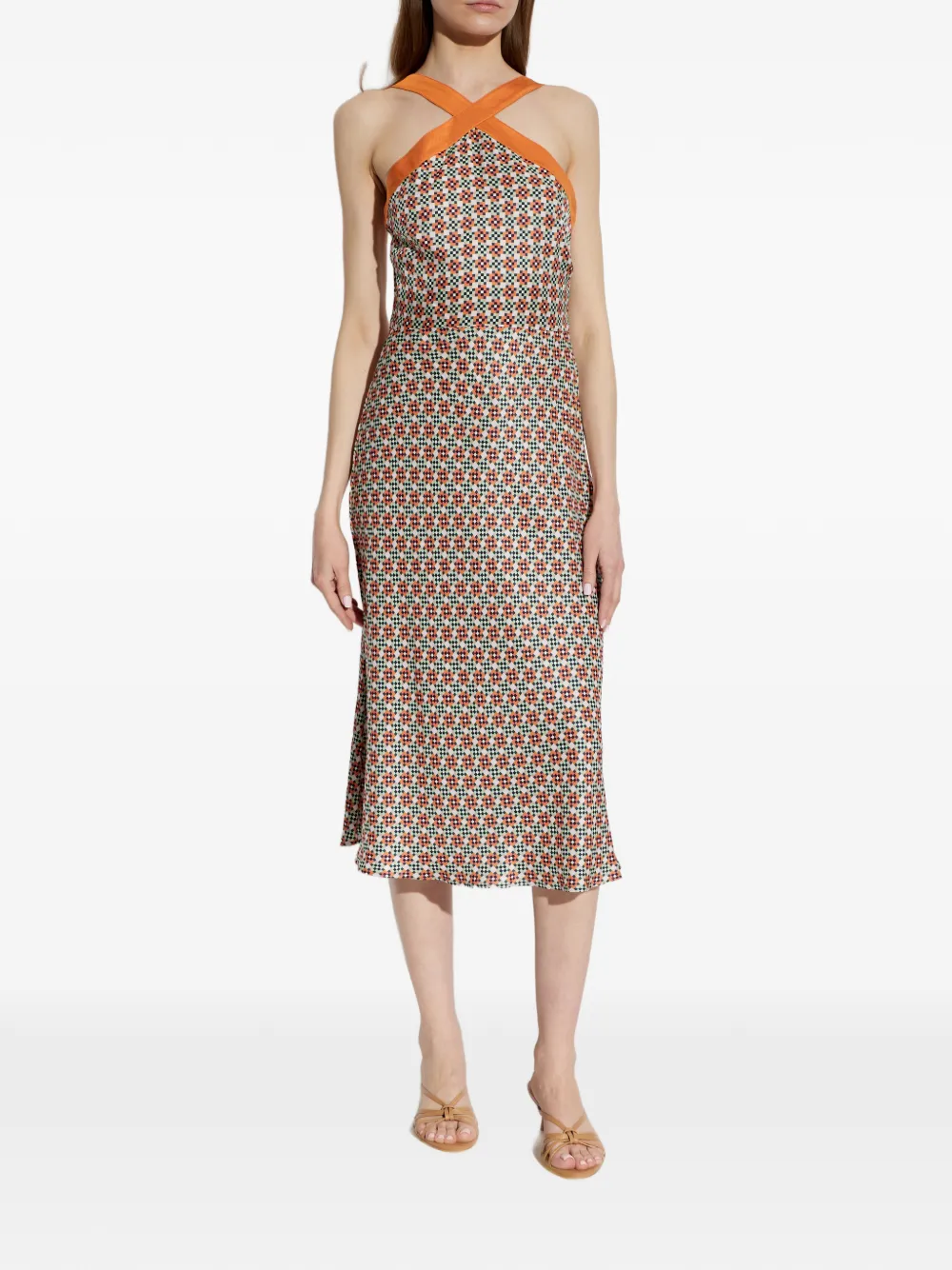  Ps Paul Smith Patterned Midi Dress - Orange 