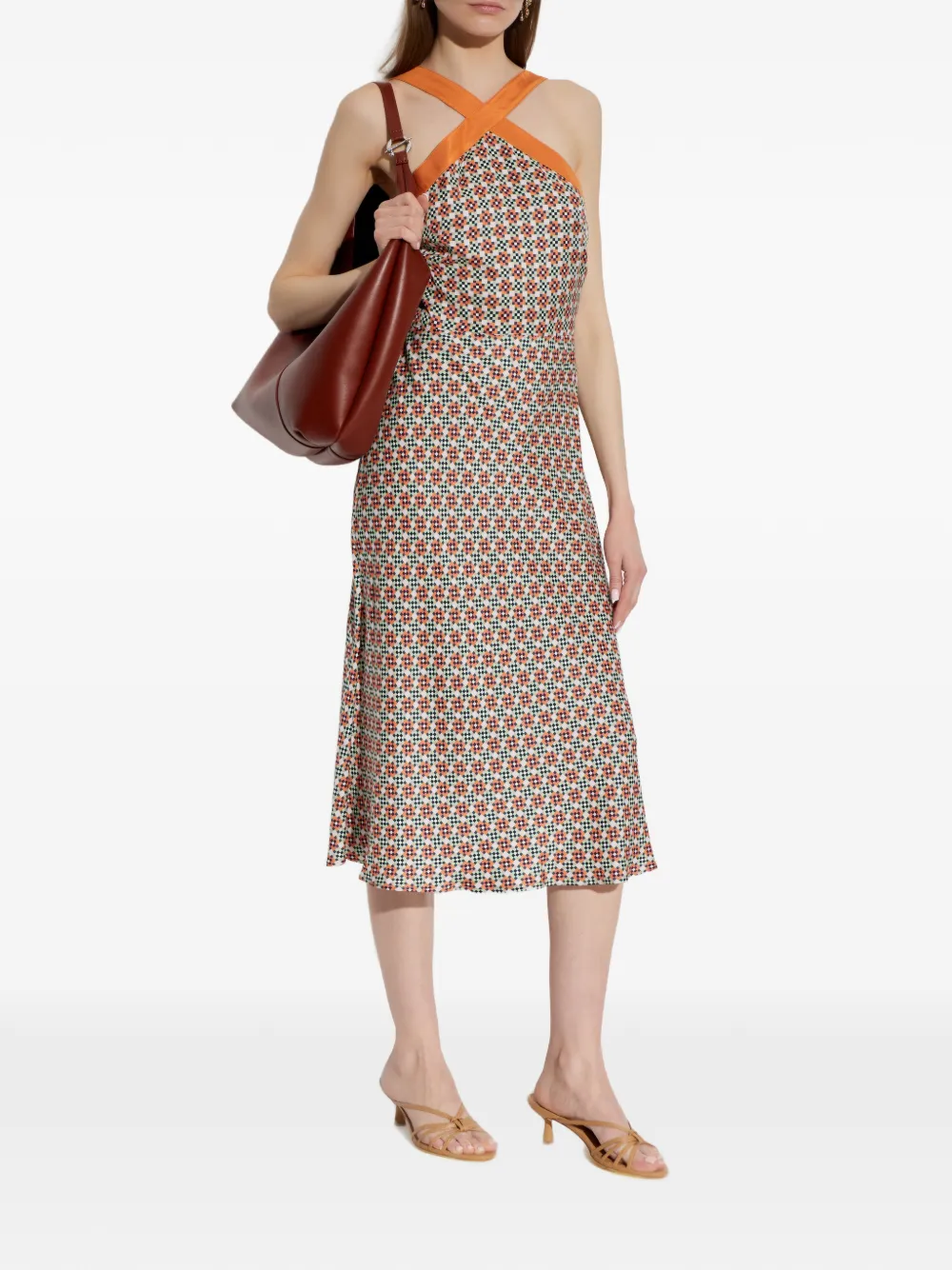  Ps Paul Smith Patterned Midi Dress - Orange 