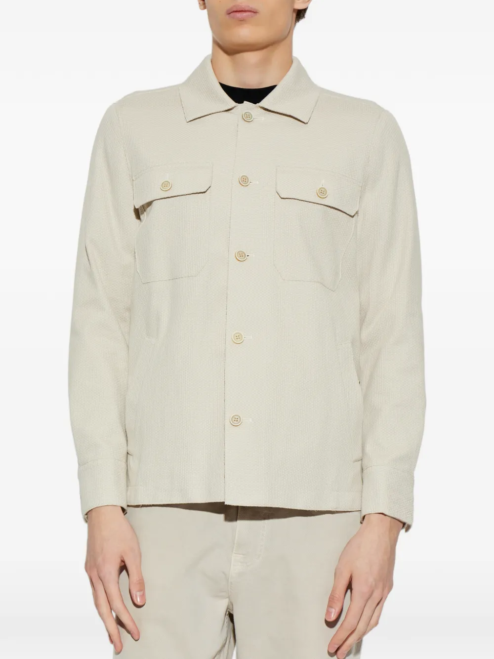  Eleventy Patch Pocket Shirt - Neutrals 
