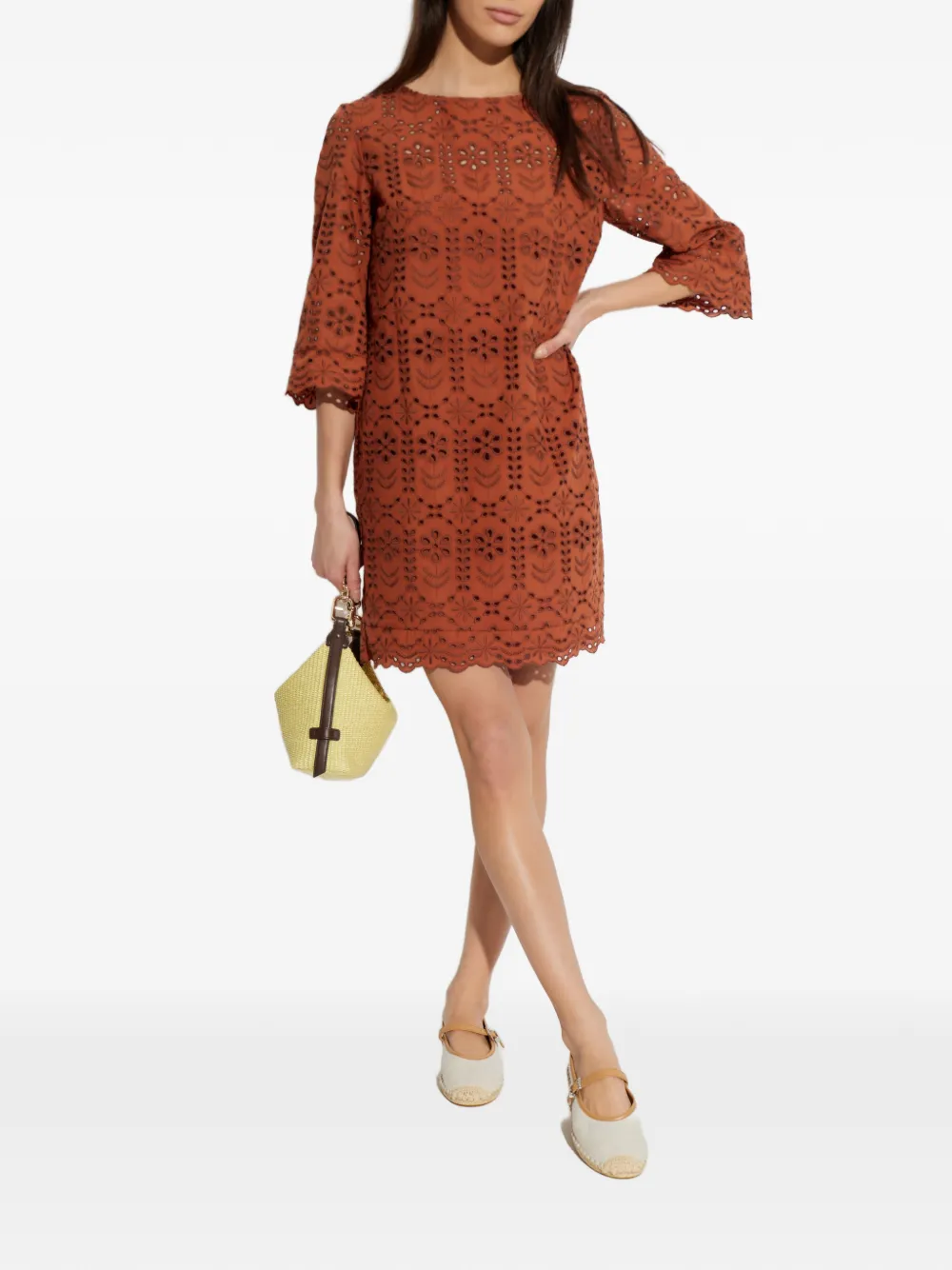  Ps Paul Smith Scalloped-trim Mini Dress - Orange 