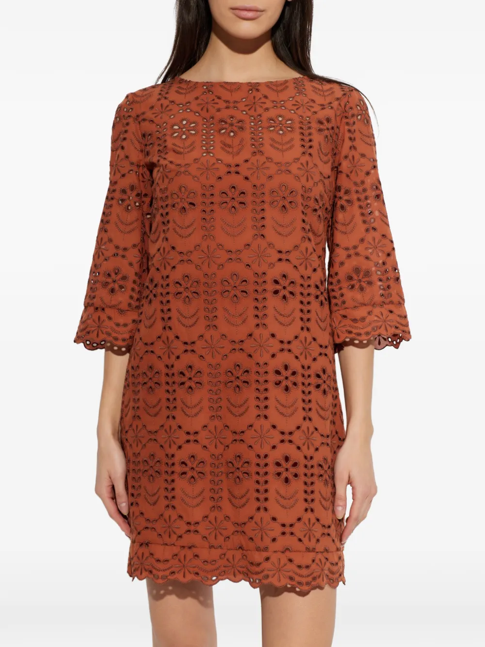  Ps Paul Smith Scalloped-trim Mini Dress - Orange 