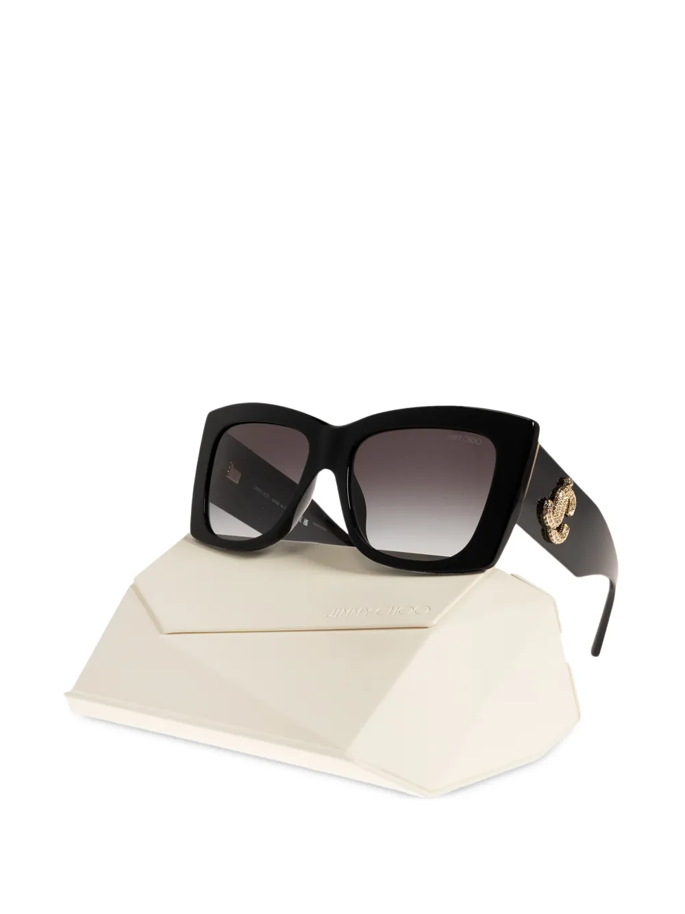 Jimmy Choo Zonnebril met vierkant logo Zwart