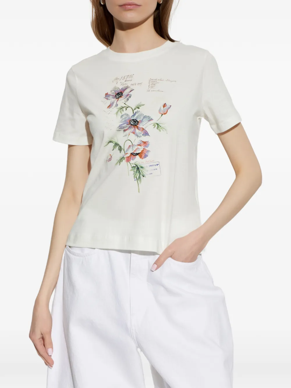 PS Paul Smith T-shirt met bloemenprint Wit