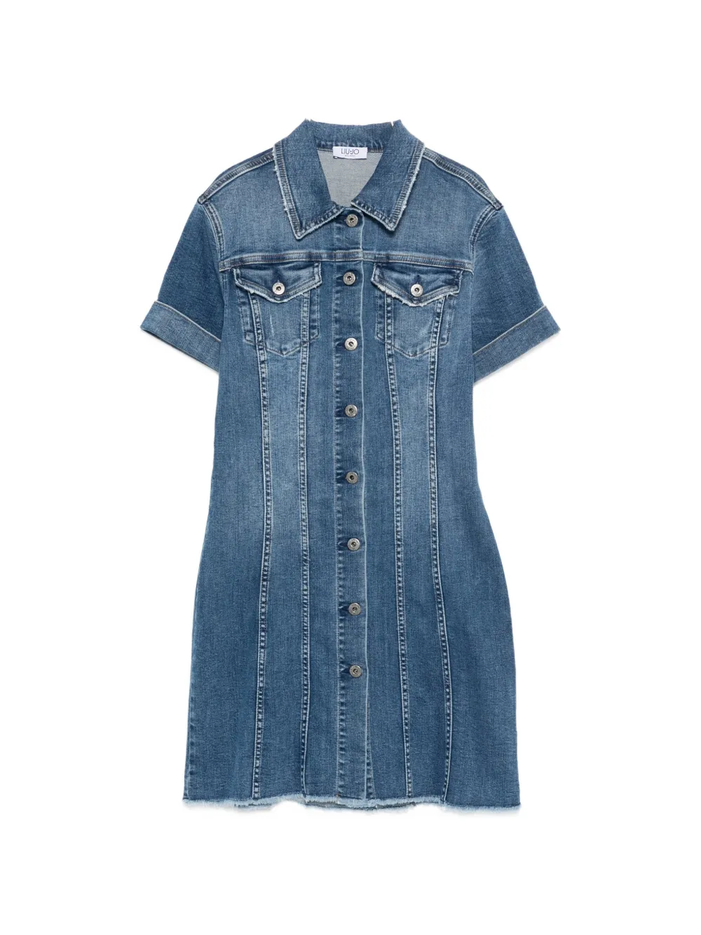 LIU JO frayed denim midi dress - Blu