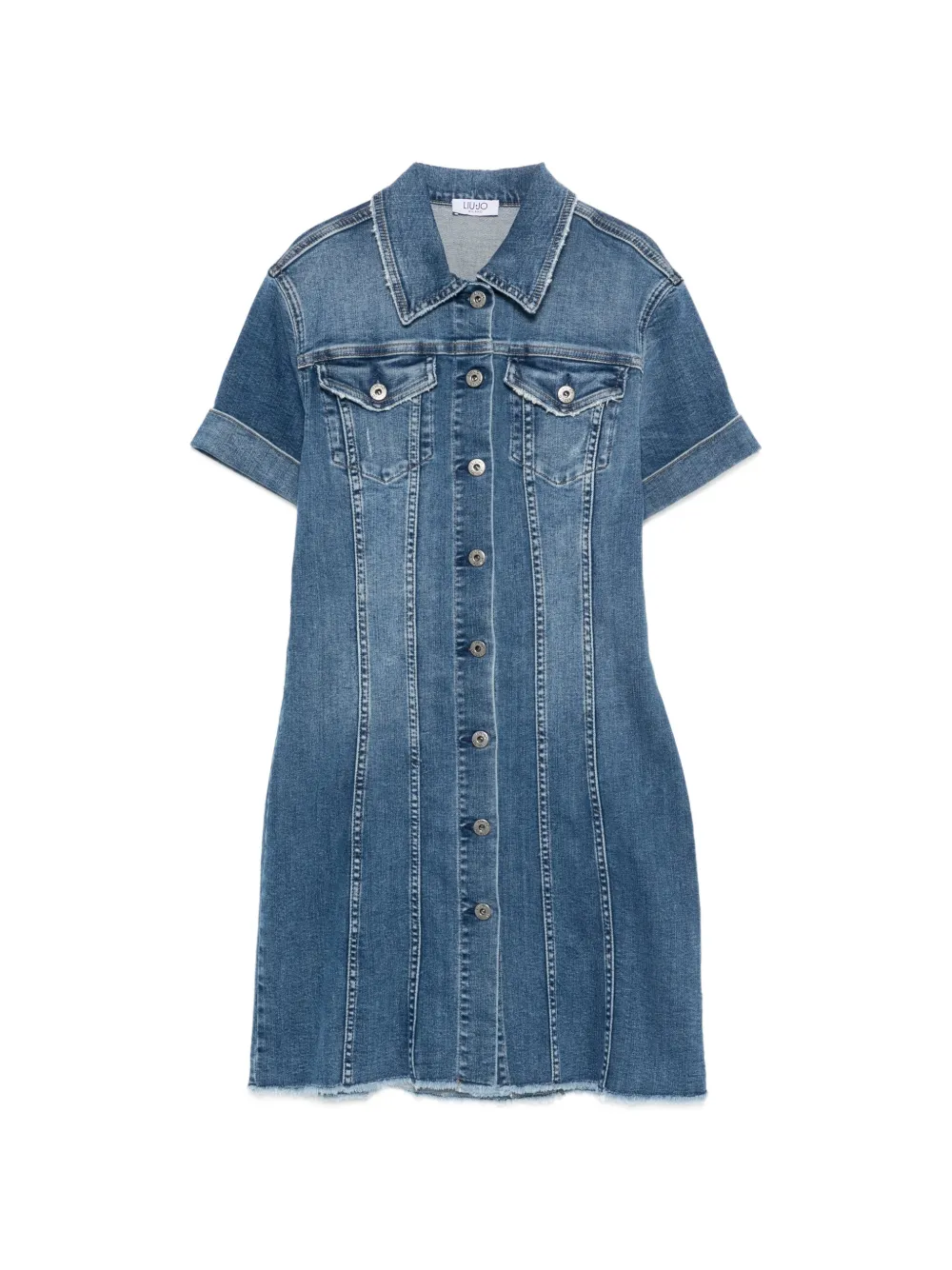 LIU JO frayed denim midi dress - Blau