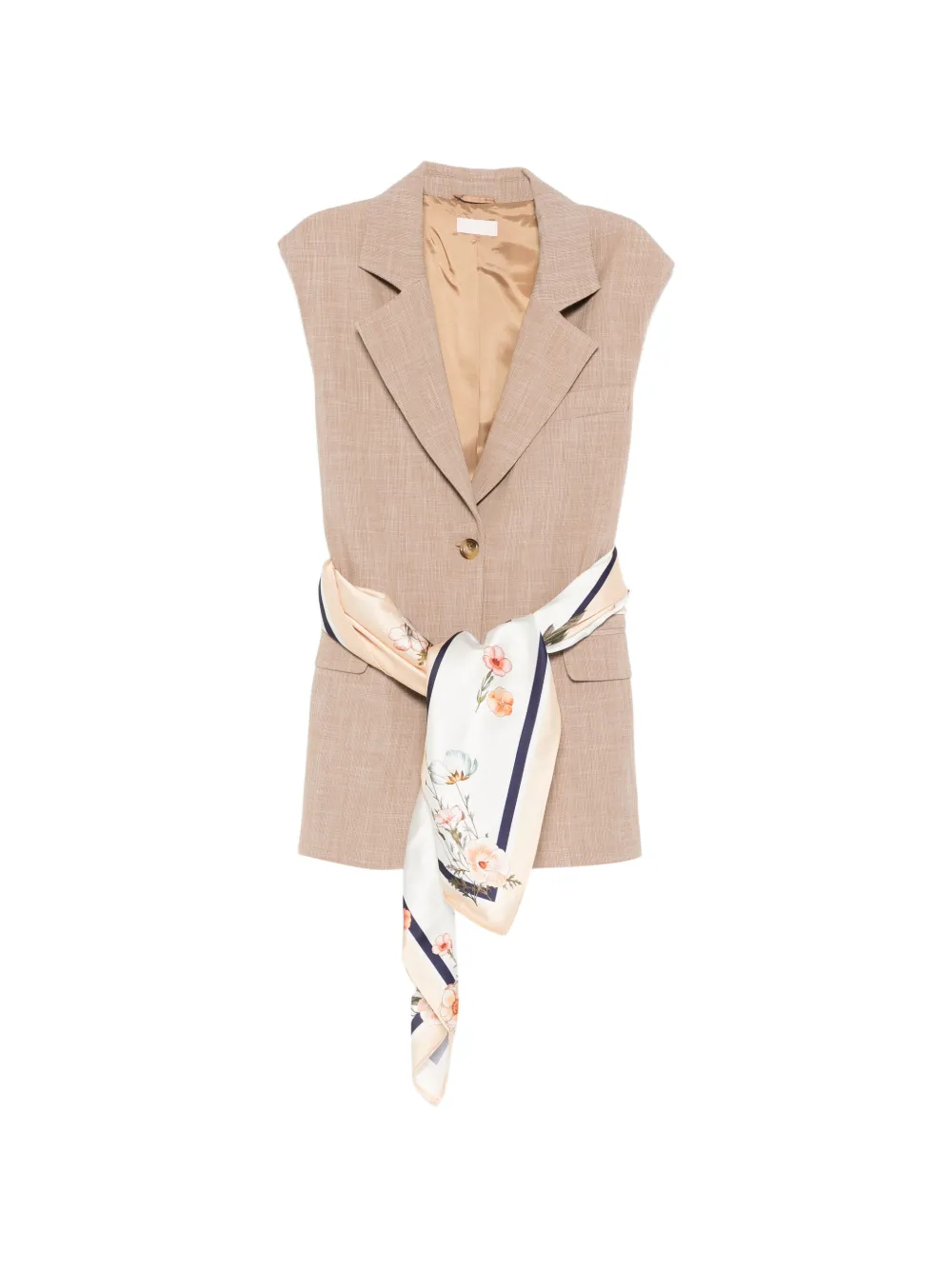 LIU JO scarf-detail waistcoat - Braun