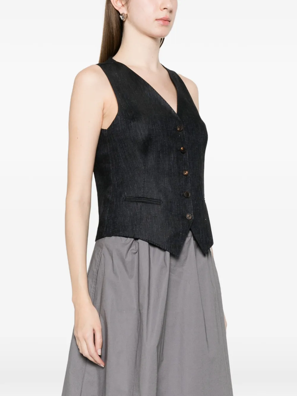 Tagliatore Gracie gilet met knopen Blauw