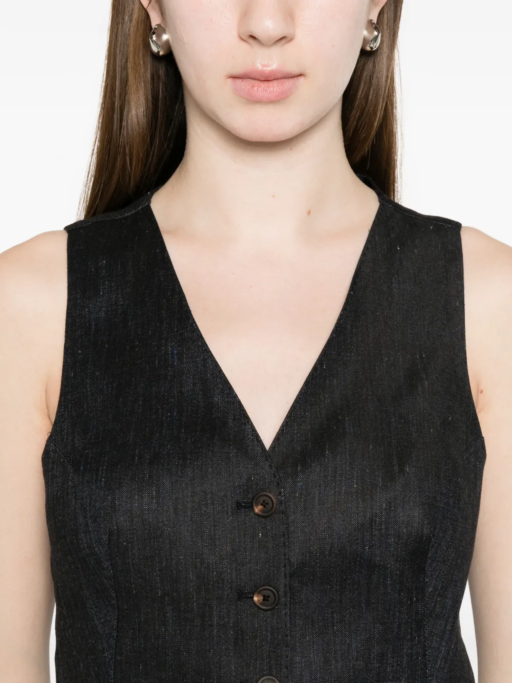 Tagliatore Gracie gilet met knopen Blauw
