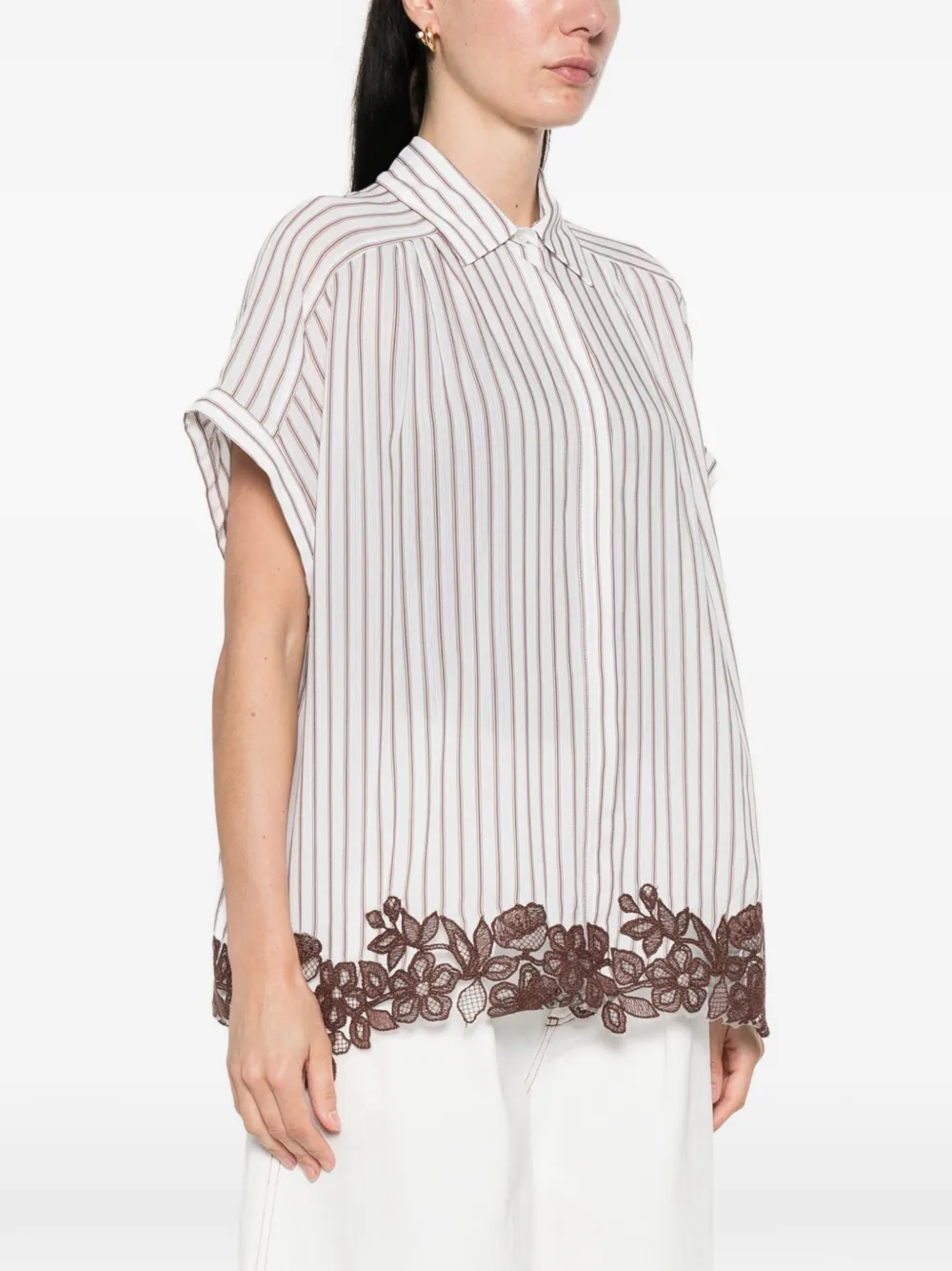  Ermanno Firenze Striped Floral Shirt - White 