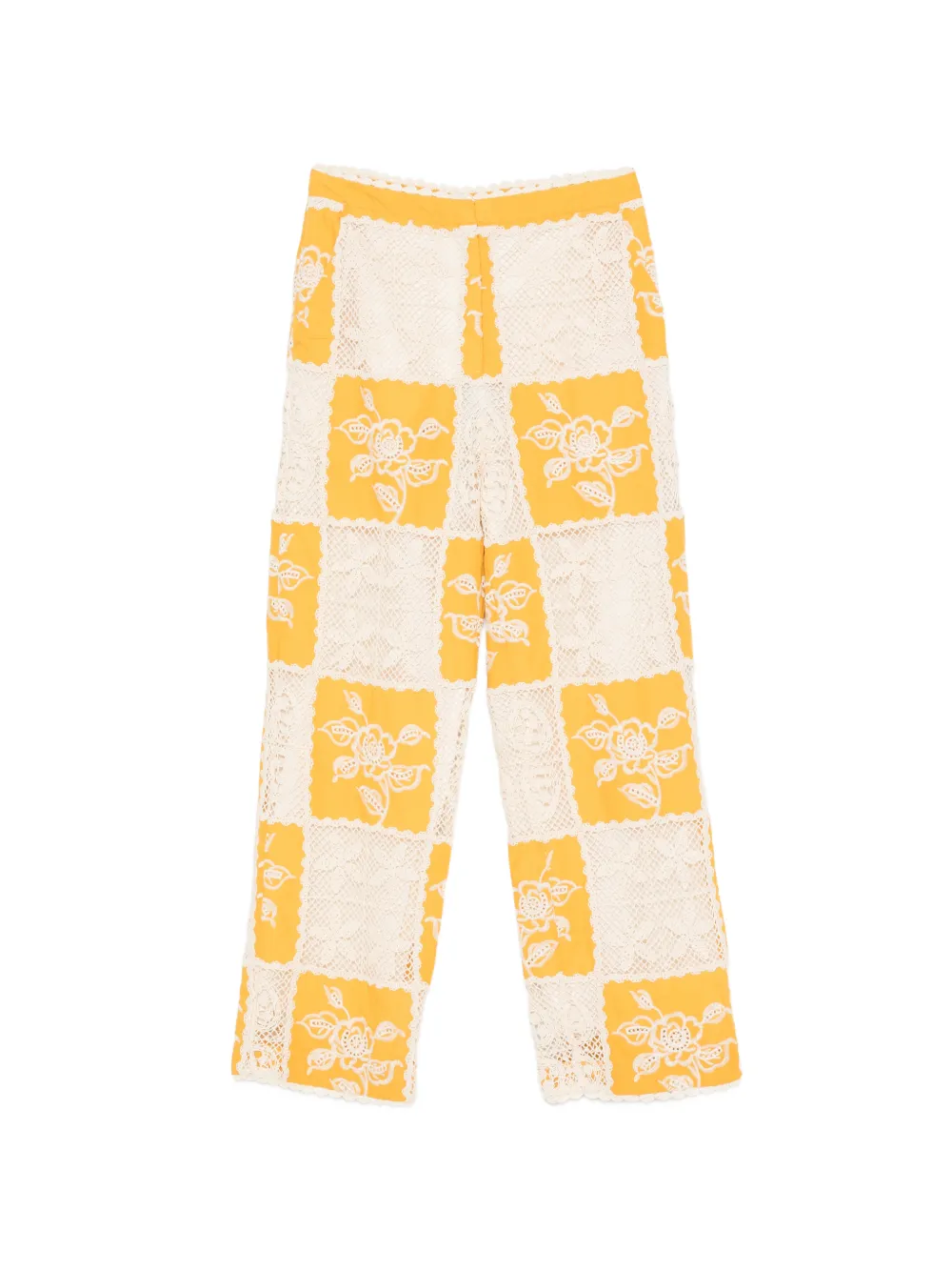 FARM Rio crochet-knit patchwork trousers - Giallo