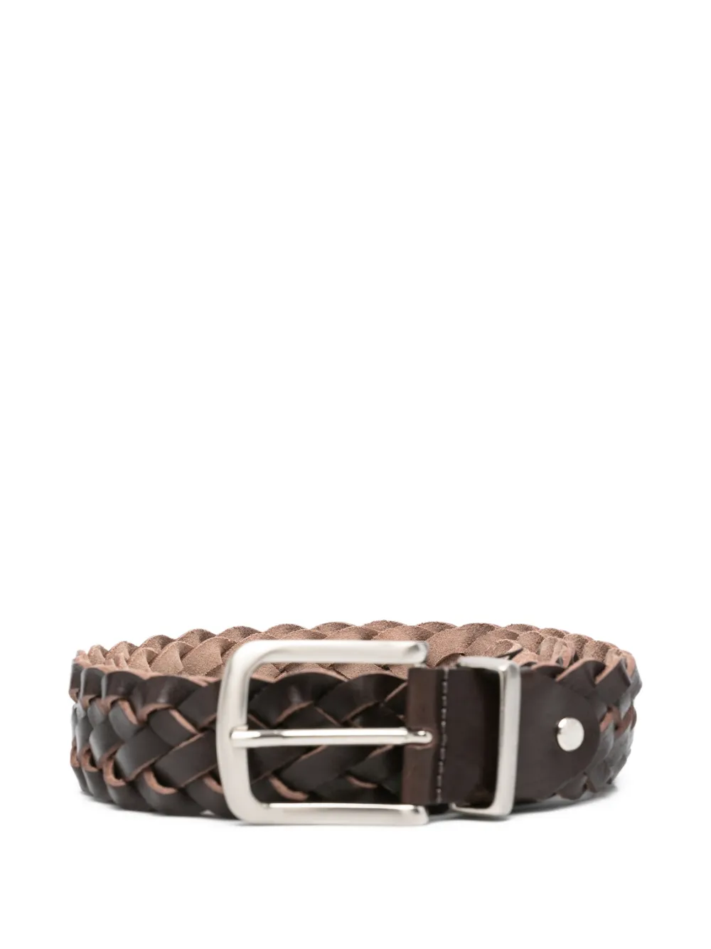 Daniele Alessandrini braided leather belt - Marrone