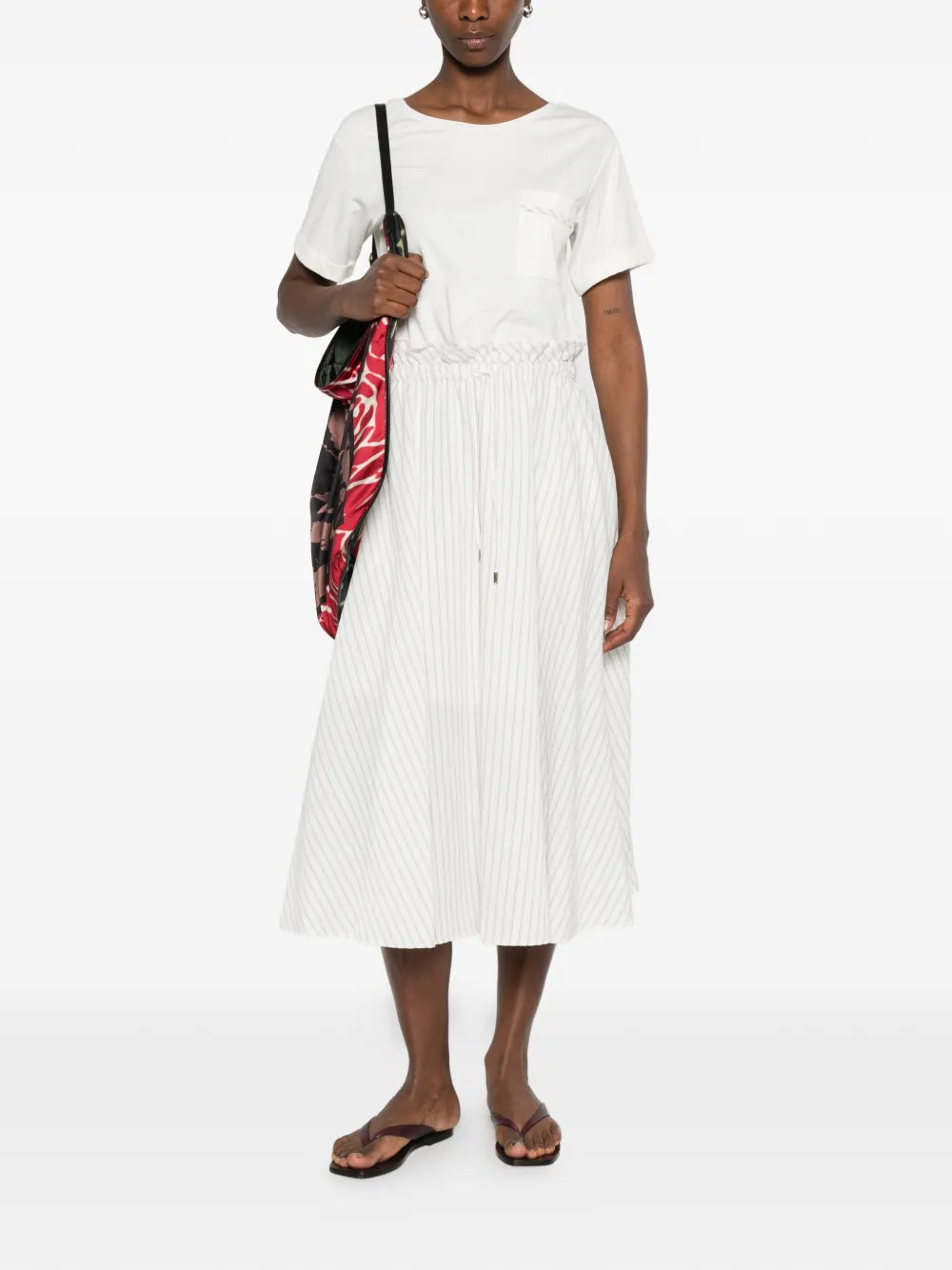  Liu Jo Striped-pattern Midi Dress - White 