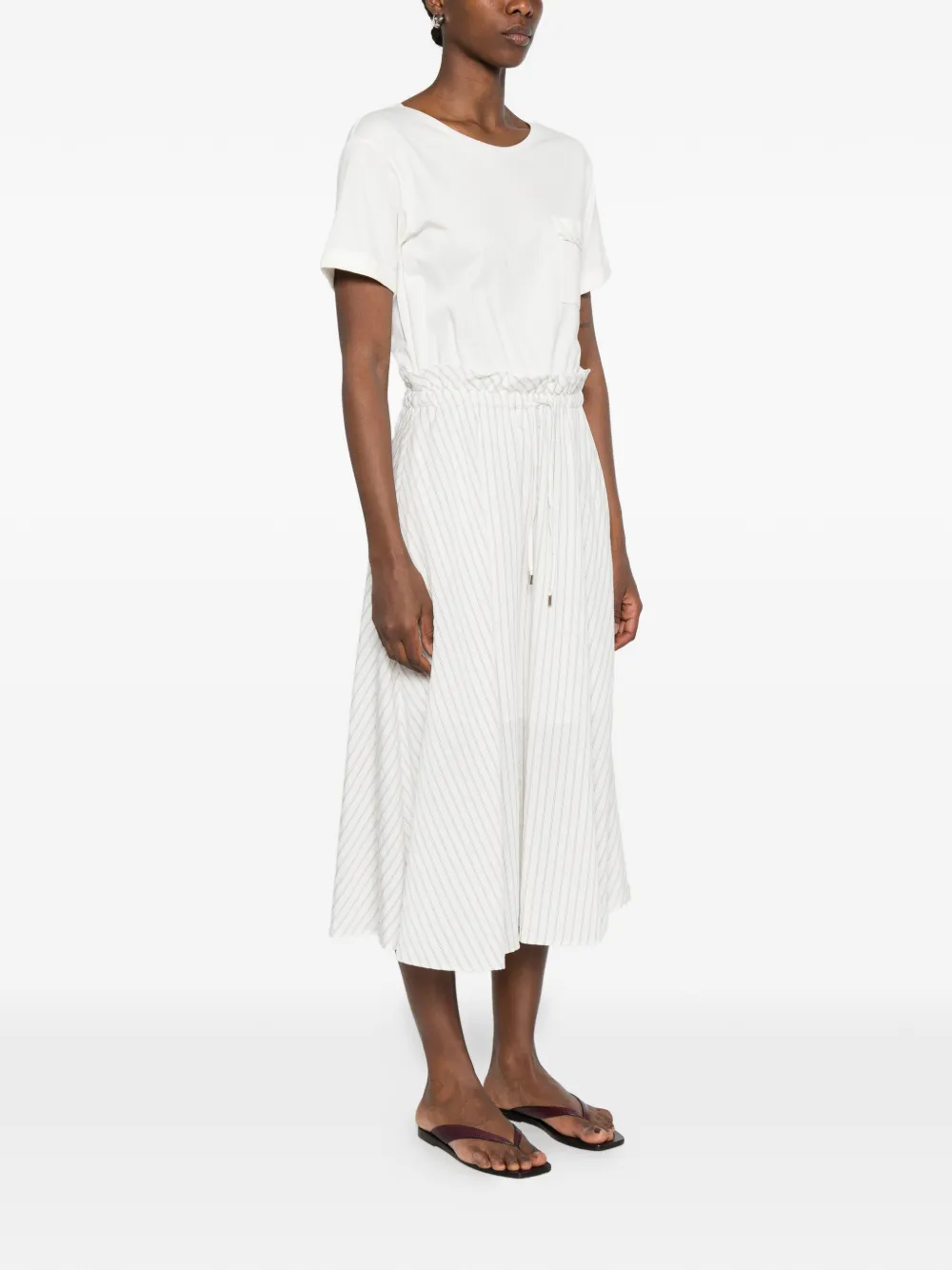 Liu Jo Striped-pattern Midi Dress - White 