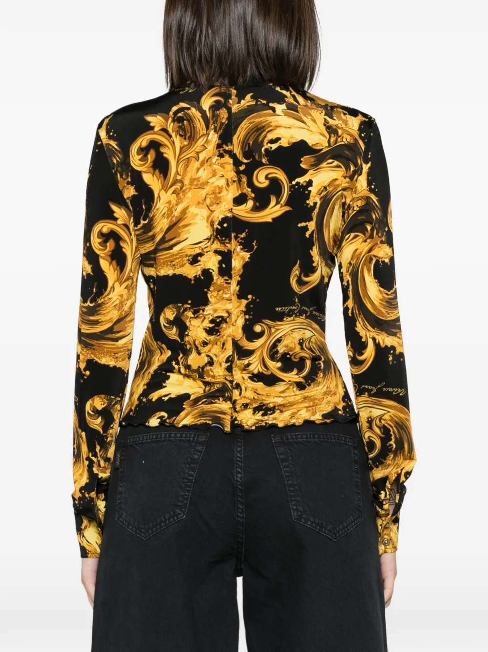 Versace Jeans Couture Overhemd met barokprint Geel
