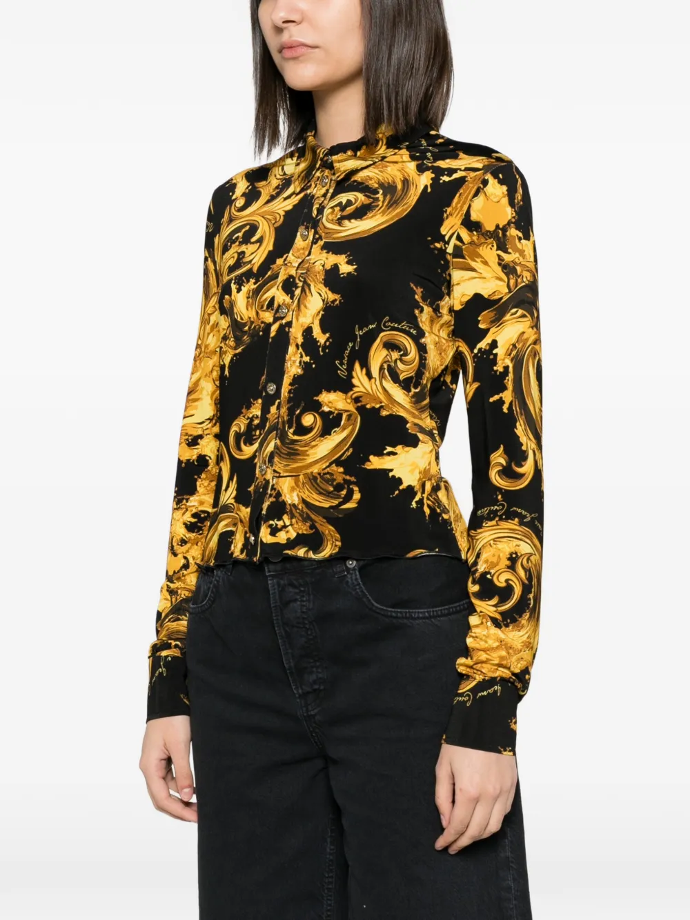 Versace Jeans Couture Overhemd met barokprint Geel