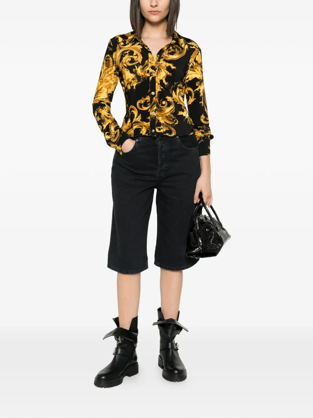 Versace Jeans Couture Overhemd met barokprint Geel