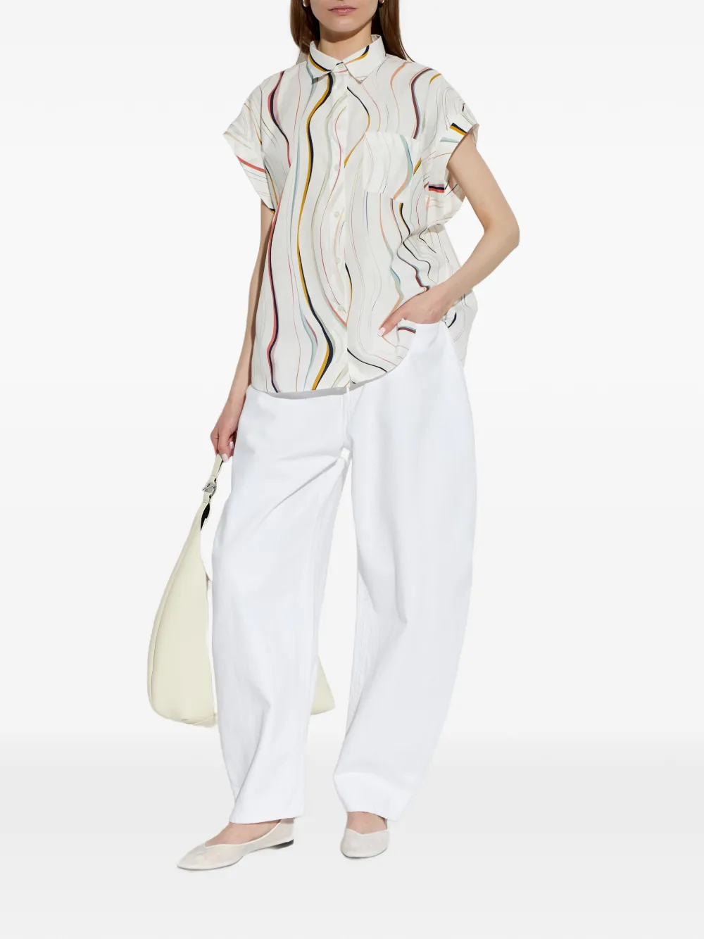  Ps Paul Smith Striped-pattern Chest-pocket Shirt - White 