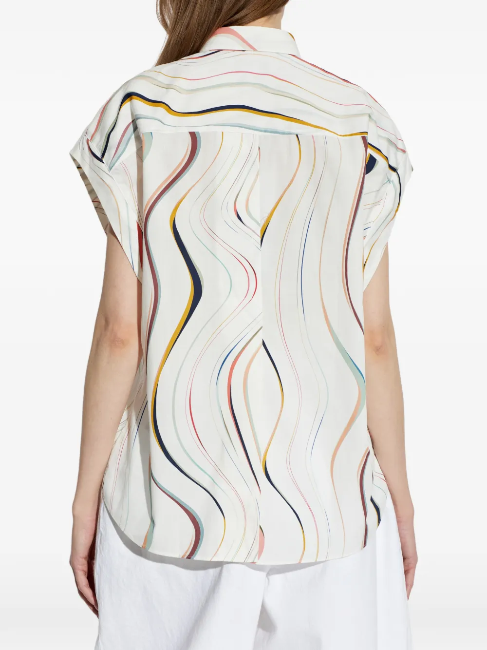 PS Paul Smith Gestreept blouse met borstzak Wit