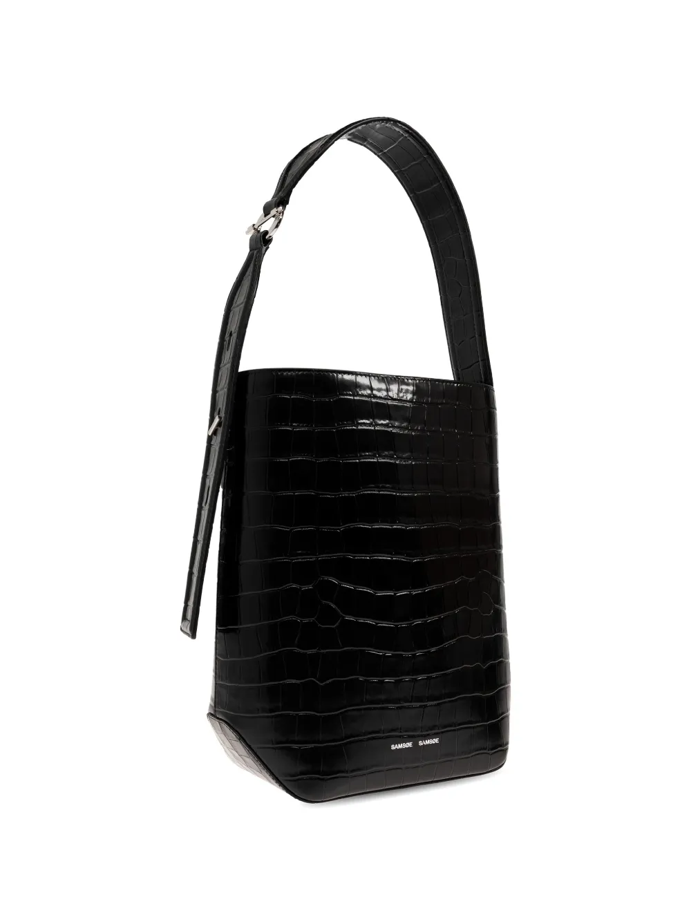  Samsoe Samsoe Saelmegade Crocodile-effect Leather Tote Bag - Black 