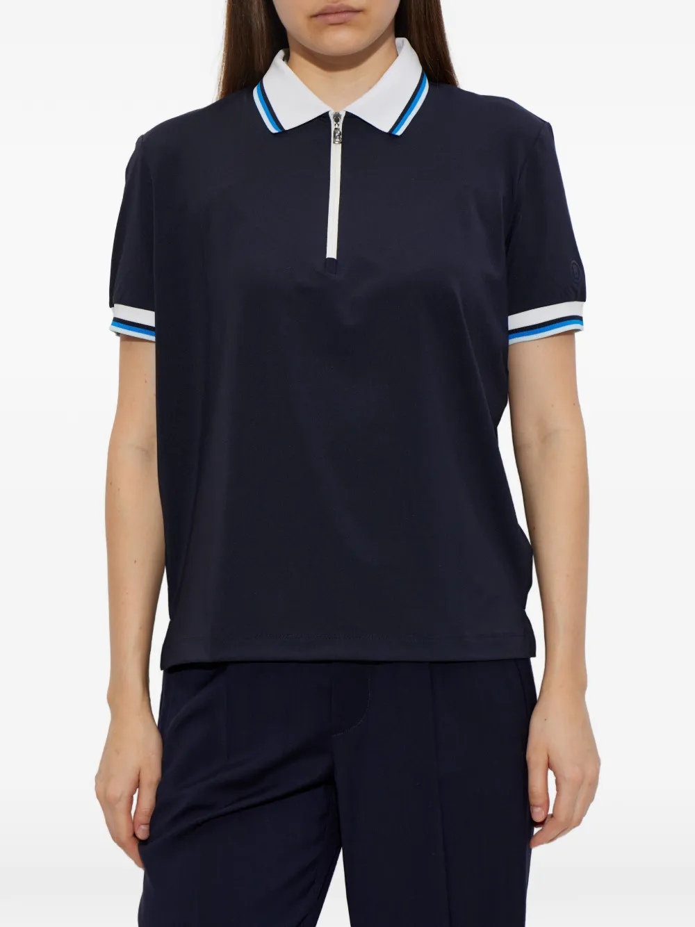BOGNER Laurina gestreept poloshirt met rits Blauw