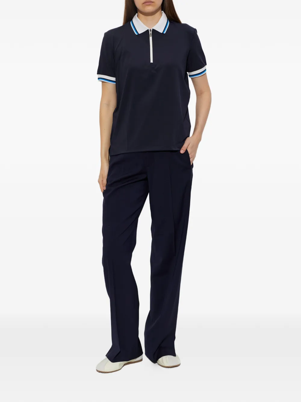 BOGNER Laurina gestreept poloshirt met rits Blauw