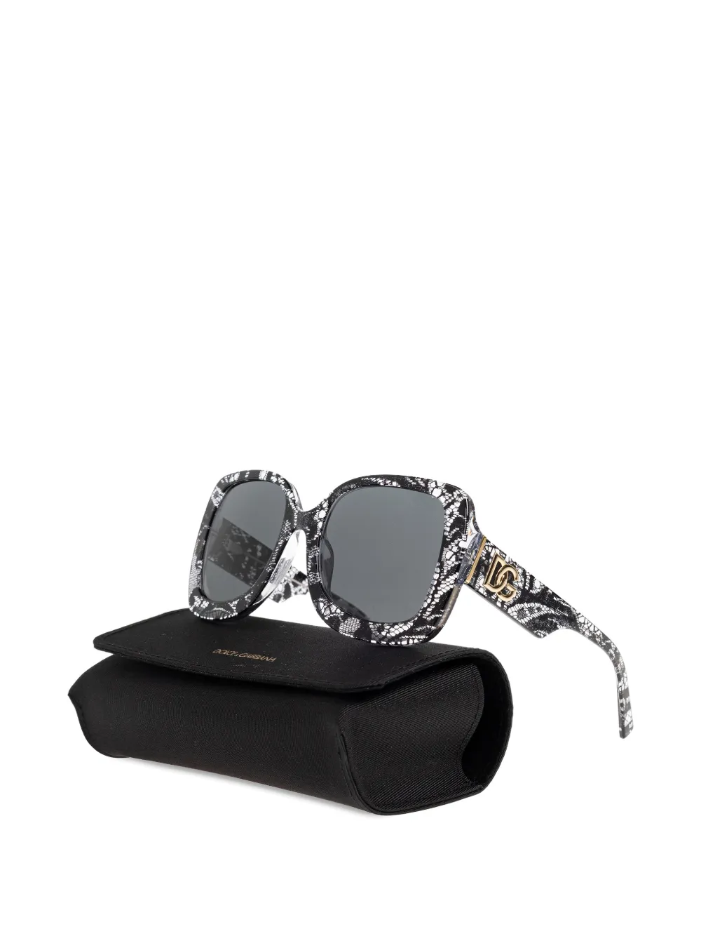  Dolce & Gabbana Eyewear Lace Square Frame Sunglasses - Black 