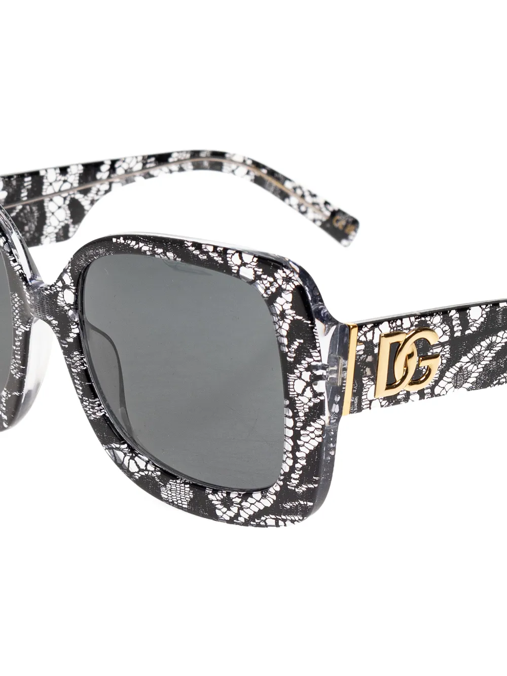  Dolce & Gabbana Eyewear Lace Square Frame Sunglasses - Black 