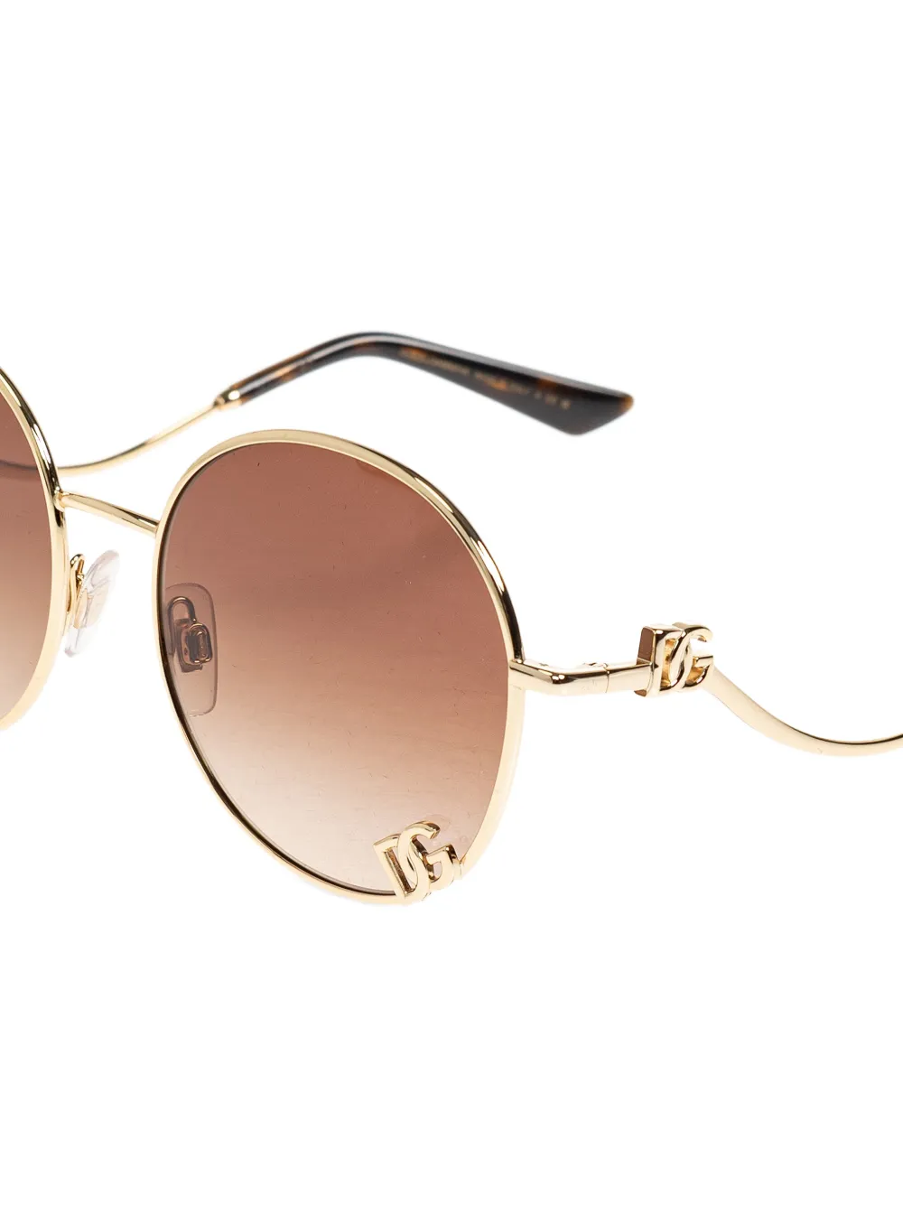  Dolce & Gabbana Eyewear Logo Round-frame Sunglasses - Gold 