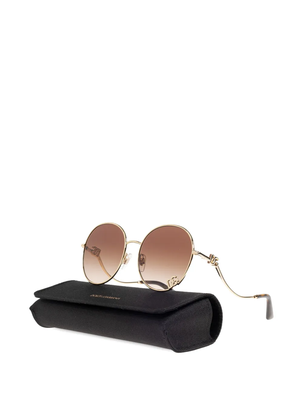  Dolce & Gabbana Eyewear Logo Round-frame Sunglasses - Gold 