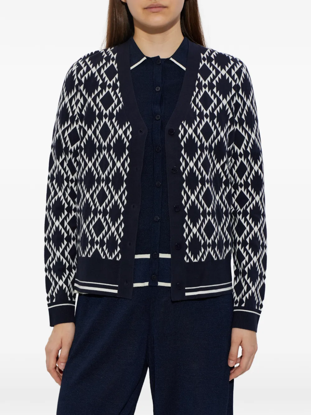  Bogner Amber Diamond-pattern Cardigan - Blue 