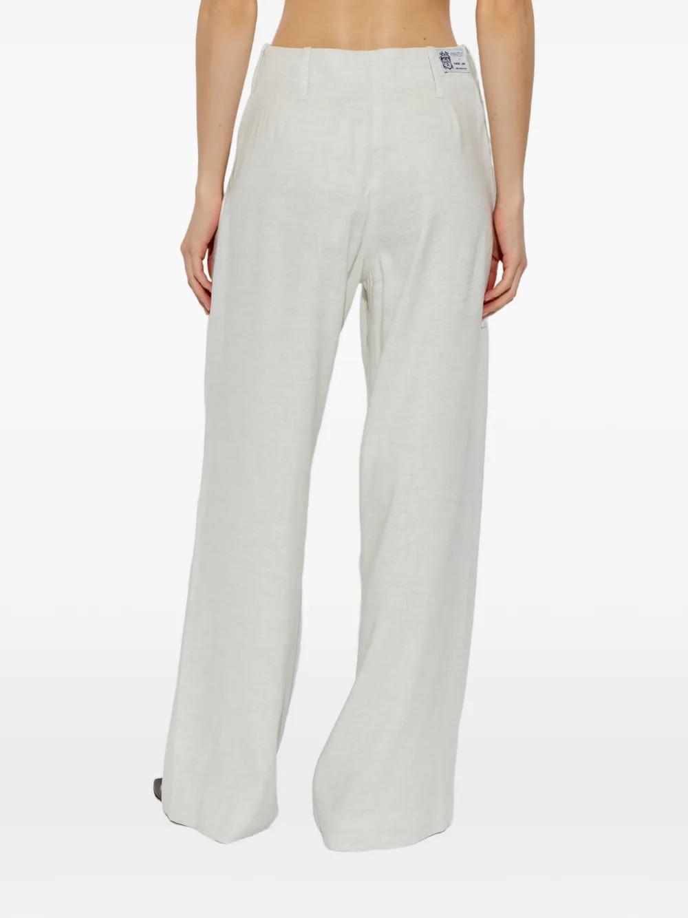 SAMSOE Saiben broek met wijde pijpen Beige