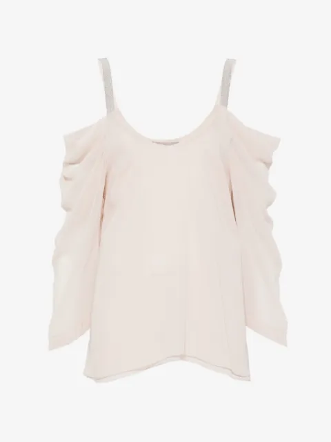D.Exterior cold-shoulder blouse