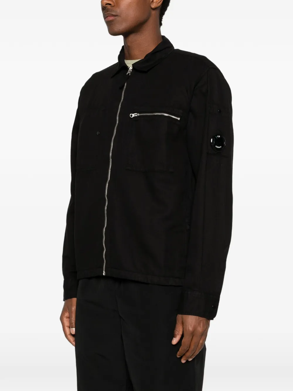 C.P. Company Katoenen linnen shirtjack met rits Zwart