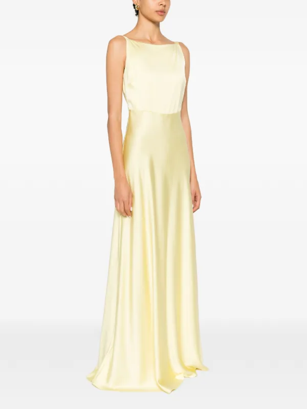 liu jo silk dress Liu Jo Long Satin Maxi Dress With V-neck Back And Chain Detail